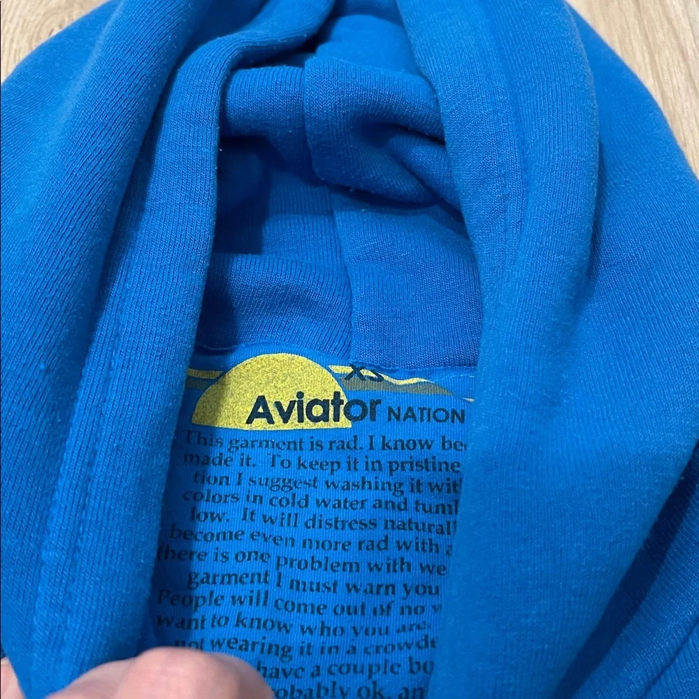NEW Aviator Nation 2Pc Set Logo Hoodie + AV Sweatpants Adventure Cobalt Blue XS - Picture 9 of 12